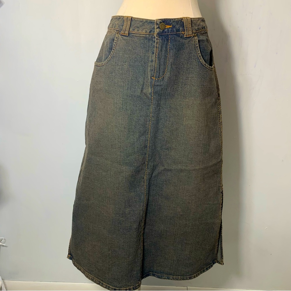 Y2k 90s riveted by Lee midi denim wash out effect size 8M